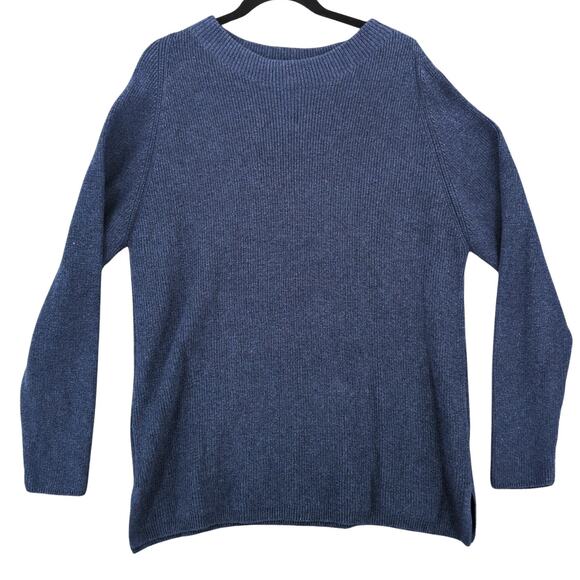 Mansted Sweater Womens XL Blue Fisherman Knit Minimalist Winter Pullover Navy - Picture 1 of 7